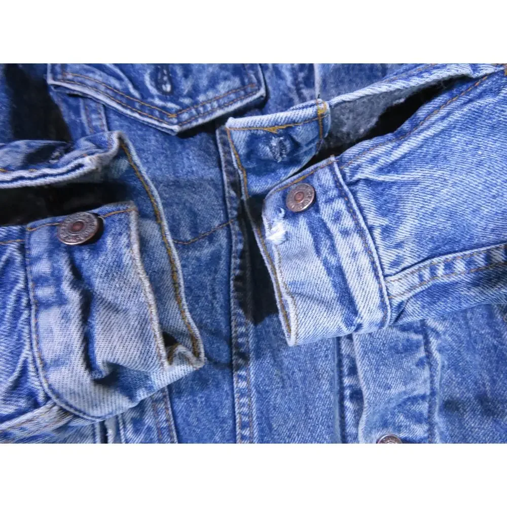 LEVIS Denim Jean Jacket Blanket Lined Trucker Blue Made in USA Sz 42 1980s